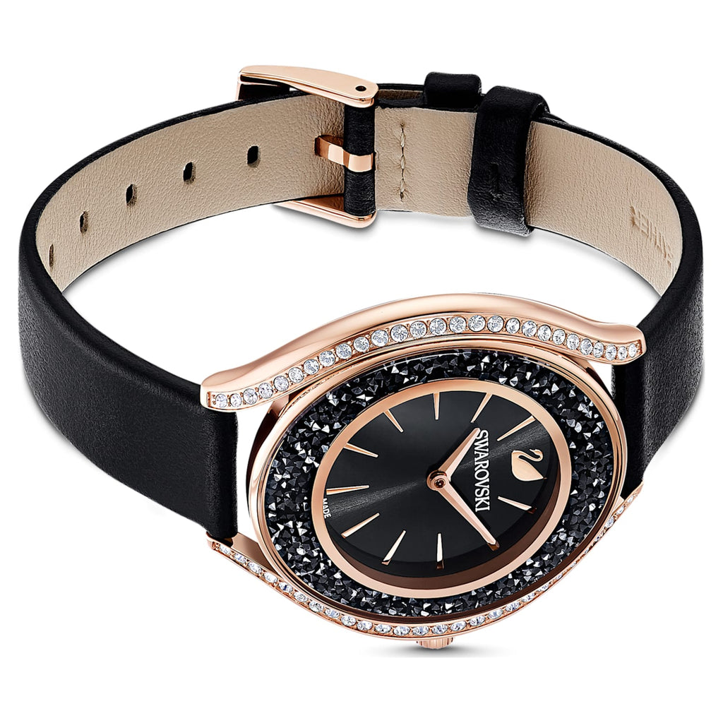 Swarovski Crystalline Aura Black Dial Black Leather Strap Watch for Women - 5558634 Buy Now By Swarovski