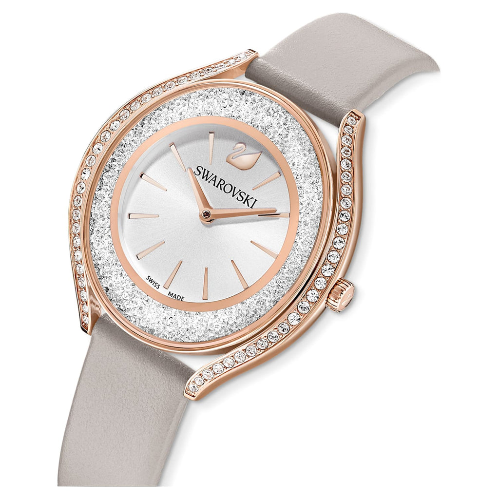 Swarovski Crystalline Aura Silver Dial Beige Leather Strap Watch for Women - 5519450 Buy Now By Swarovski