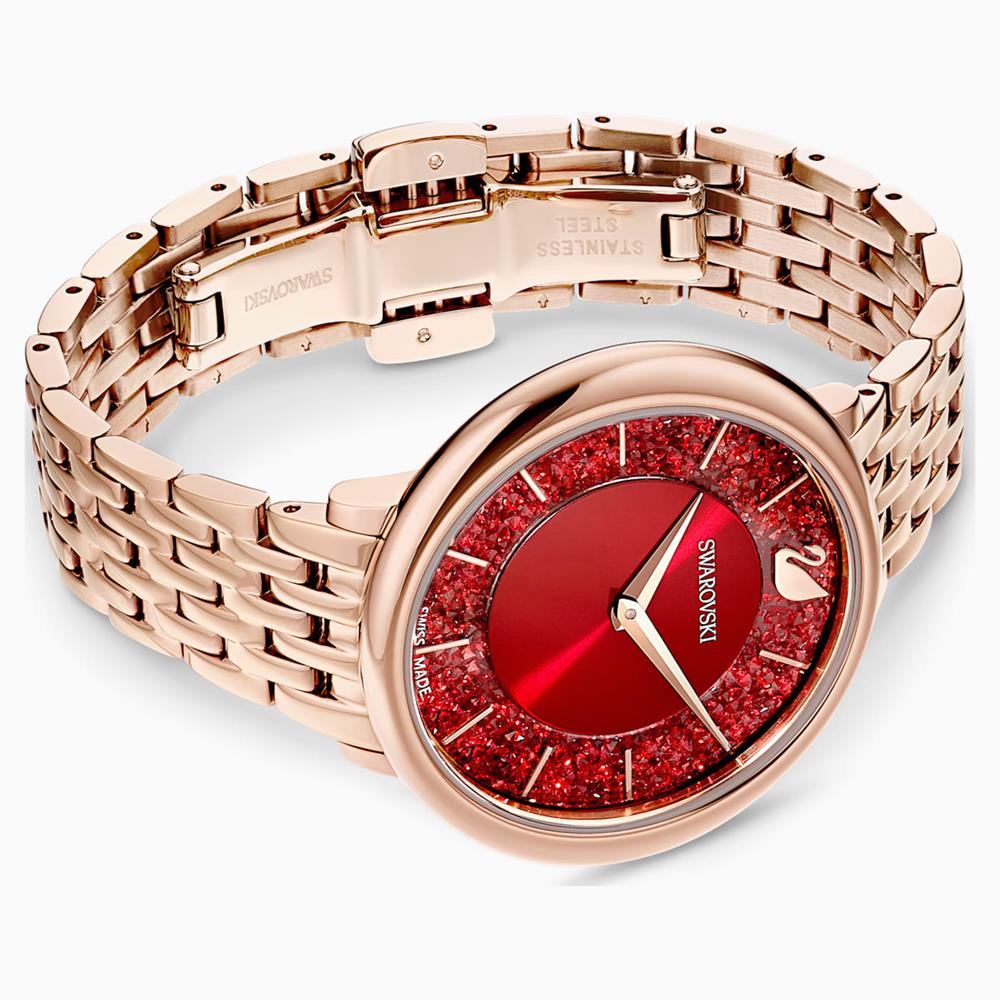 Swarovski Crystalline Chic Red Dial Rose Gold Steel Strap Watch for Women - 5547608 Buy Now By Swarovski