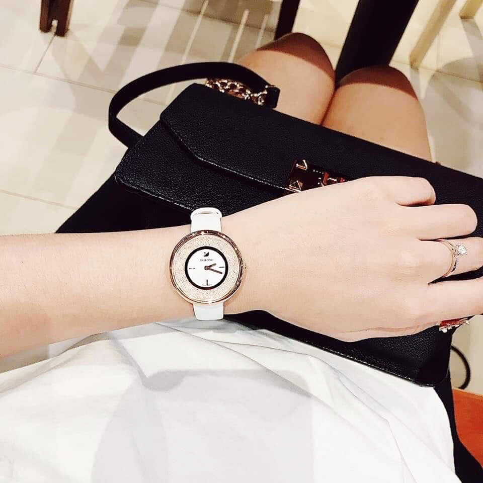 Swarovski Crystalline Pure White Dial White Leather Strap Watch for Women - 5376083 Buy Now By Swarovski