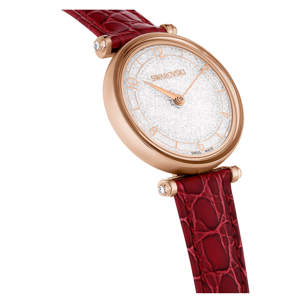 Swarovski Crystalline Wonder Silver Dial Red Leather Strap Watch for Women - 5656905 Buy Now By Swarovski