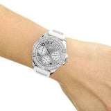 Guess Frontier Diamonds Silver Dial White Rubber Strap Watch For Women - W1160L4 Buy Now By Guess
