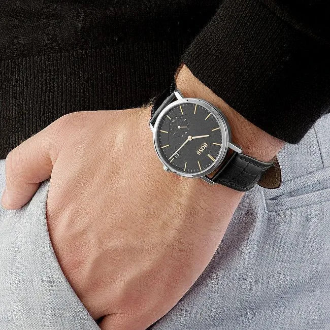 Hugo Boss Corporal Black Dial Black Leather Strap Watch for Men - 1513638 Buy Now By Hugo Boss