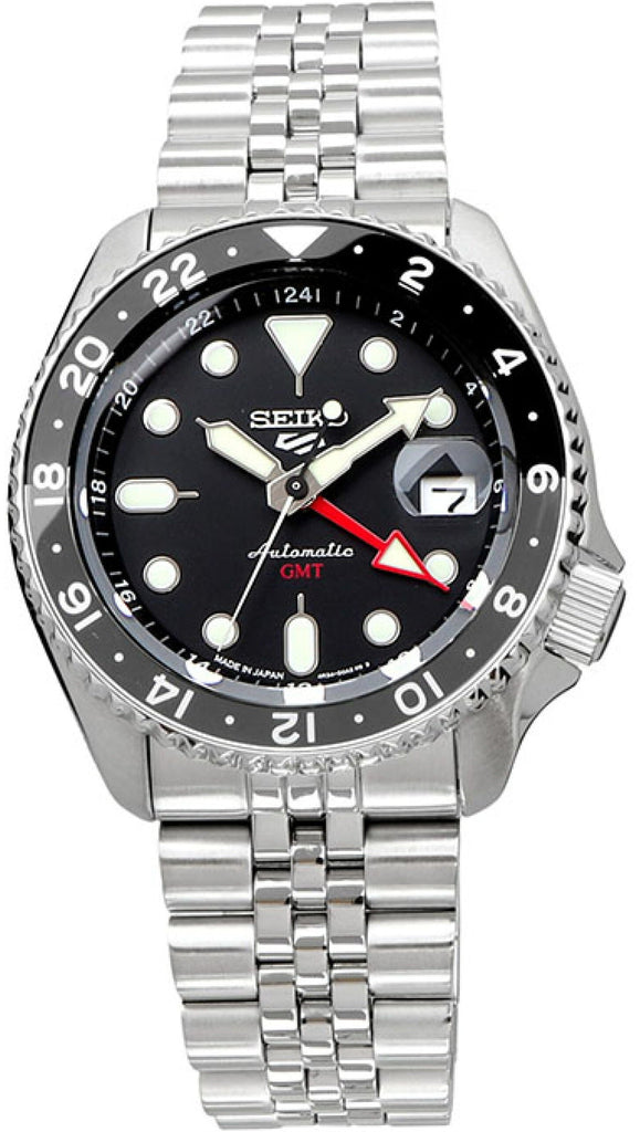 Seiko 5 Sports Automatic GMT Black Dial Silver Steel Strap Watch For Men - SSK001K1 Buy Now By Seiko