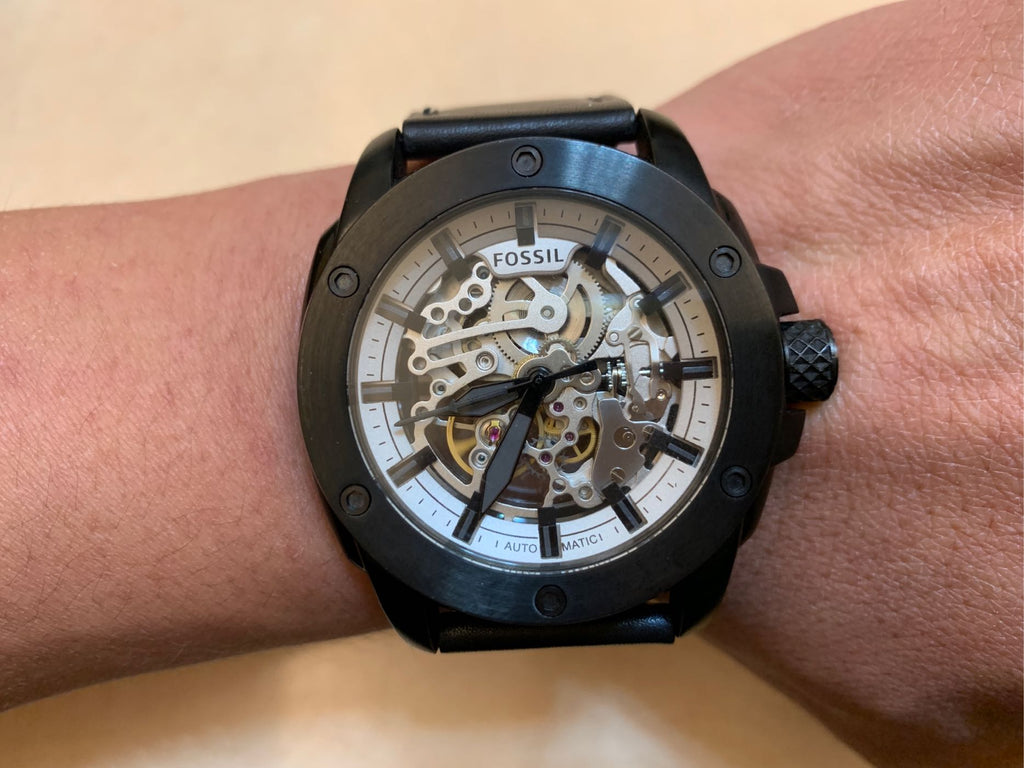 Fossil Modern Machine Automatic Skeleton Grey Dial Black Steel Strap Watch for Men - ME3134 Buy Now By Fossil