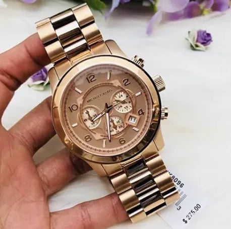 Michael Kors Runway Chronograph Rose Gold Dial Rose Gold Steel Strap Watch for Men - MK8096 Buy Now By Michael Kors