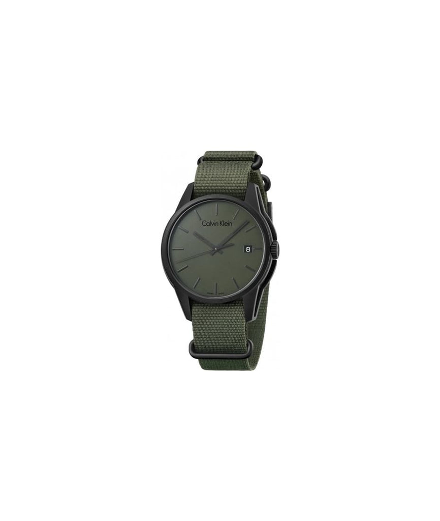 Calvin Klein Tone Green Dial Green NATO Strap Watch for Men - K7K514WL Buy Now By Calvin Klein