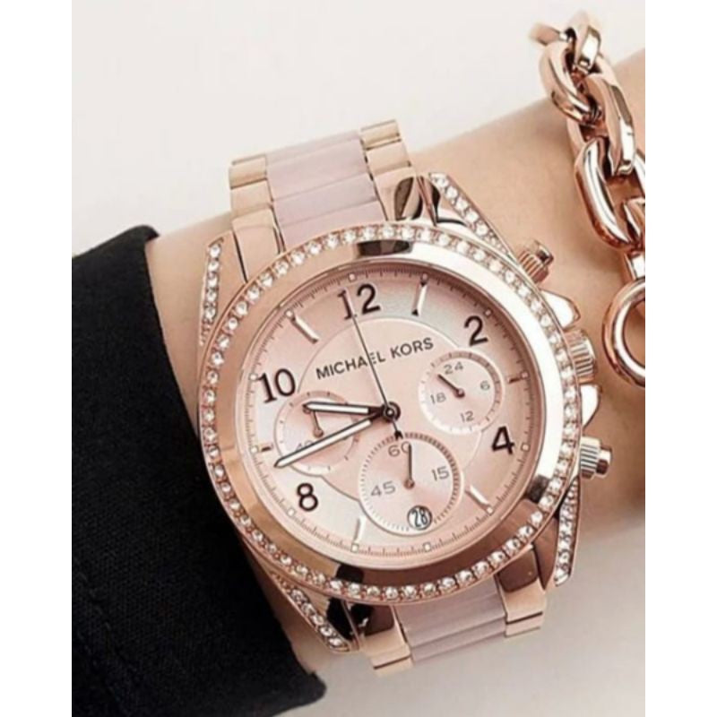 Michael Kors Blair Chronograph Rose Gold Dial Two Tone Steel Strap Watch for Women - MK5943 Buy Now By Michael Kors