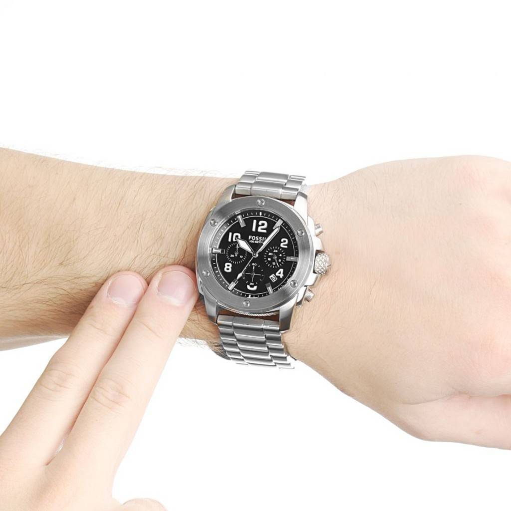 Fossil Modern Machine Black Dial Silver Steel Strap Watch for Men - FS4926 Buy Now By Fossil