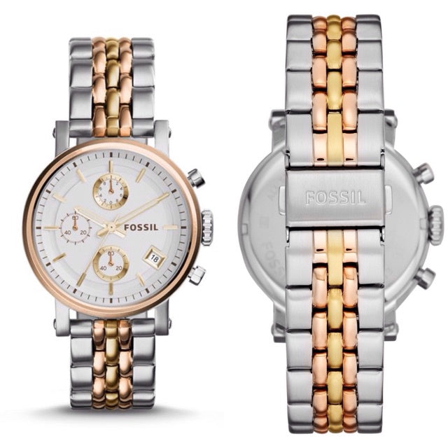 Fossil Boyfriend Chronograph White Dial Two Tone Steel Strap Watch for Women - ES3840 Buy Now By Fossil