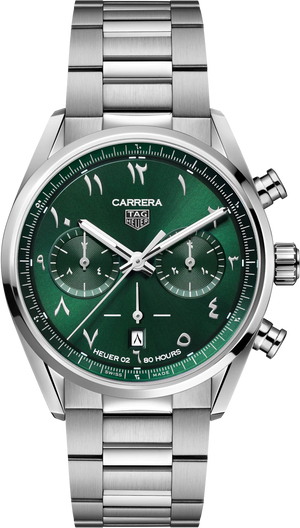 Tag Heuer Carrera Automatic Chronograph Limited Edition Green Dial Silver Steel Strap Watch for Men - CBN2014.EB0240 Buy Now By Tag Heuer