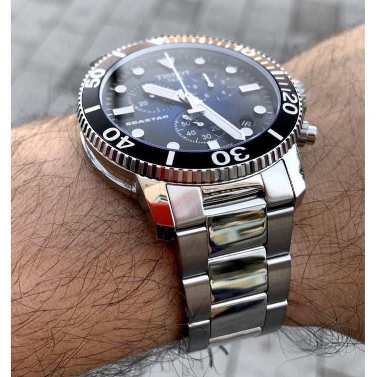 Tissot Seastar 1000 Chronograph Blue Dial Silver Mesh Bracelet Watch For Men - T120.417.11.041.02 Buy Now By Tissot