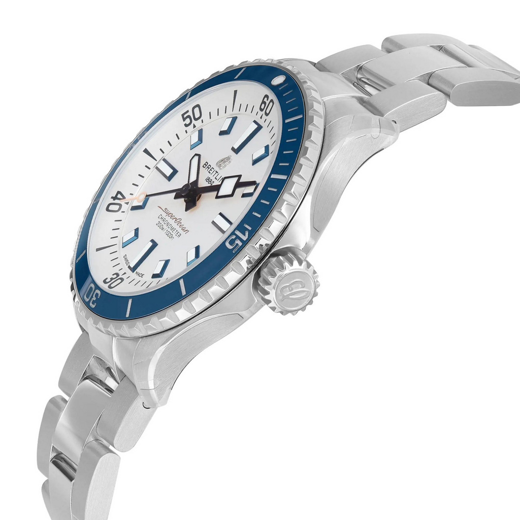 Breitling Superocean Automatic 42 White Dial Green Silver Steel Strap Watch for Men - A17375E71G1A1 Buy Now By Breitling