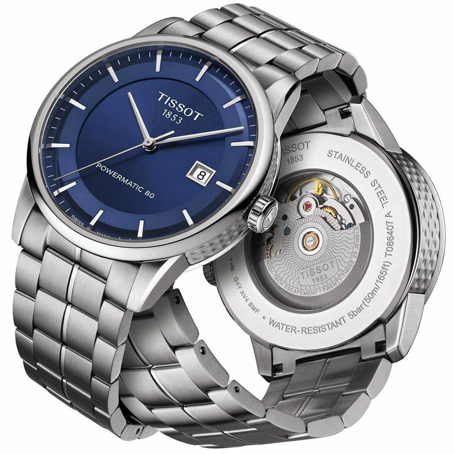 Tissot Luxury Powermatic 80 Blue Dial Silver Steel Strap Watch For Men - T086.407.11.041.00 Buy Now By Tissot