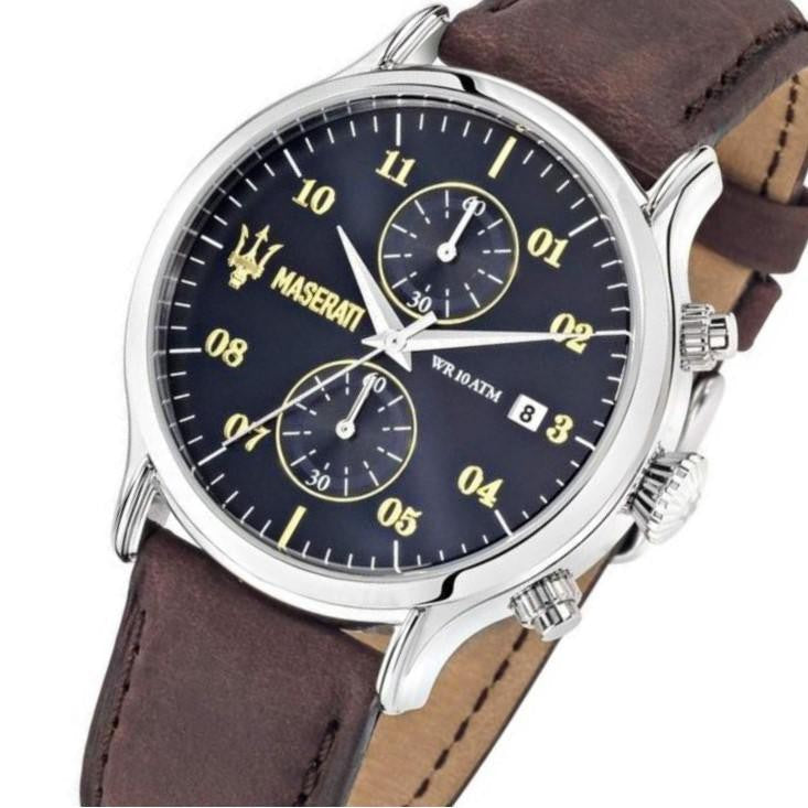 Maserati Epoca Chronograph Blue Dial Brown Leather Strap Watch For Men - R8871618001 Buy Now By Maserati