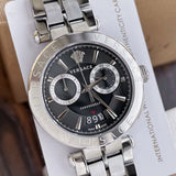 Versace Quartz Black Dial Silver Steel Strap Watch For Men - VBR080018 Buy Now By Versace