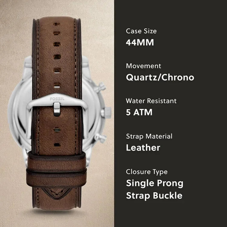 Fossil Neutra Chronograph White Dial Brown Leather Strap Watch for Men - FS6022 Buy Now By Fossil