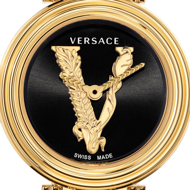 Versace V Virtus Quartz Black Dial Gold Steel Strap Watch For Women - VET300121 Buy Now By Versace