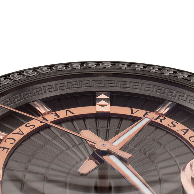 Versace Viamond Quartz Black Dial Grey Steel Strap Watch For Men - VEPO00520 Buy Now By Versace