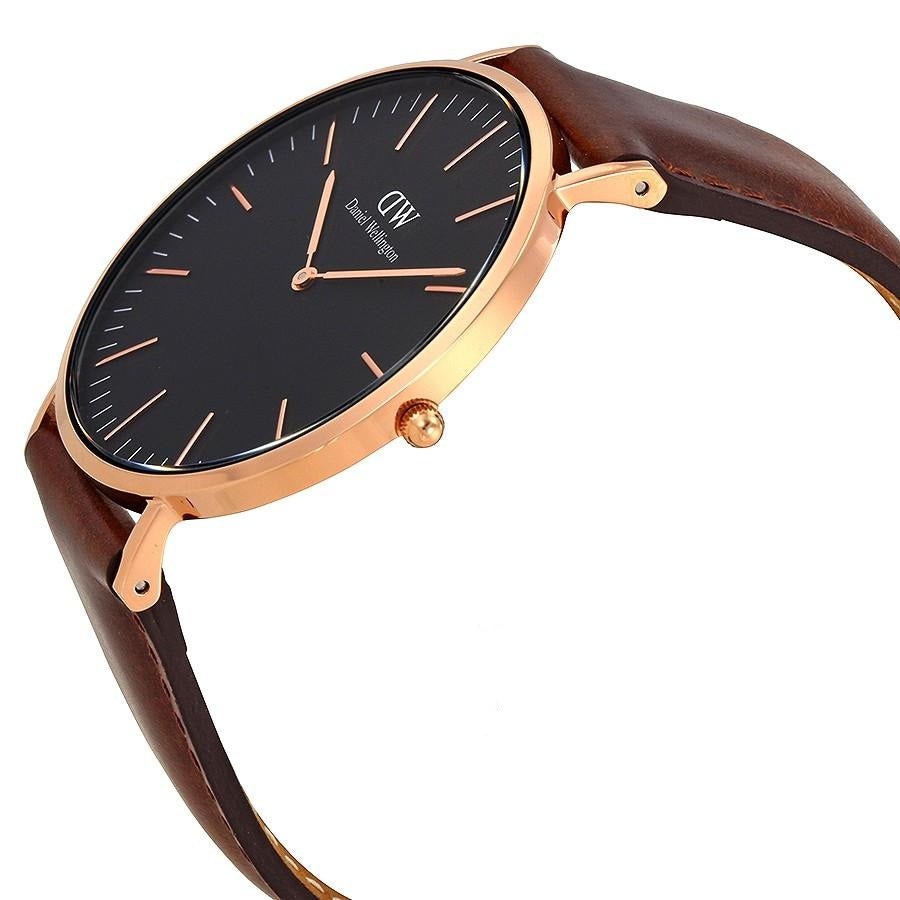 Daniel Wellington Bristol Black Dial Brown Leather Strap Watch For Men - DW00100125 Buy Now By Daniel Wellington