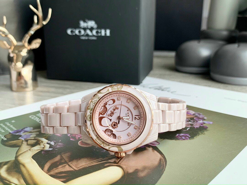 Coach Preston Pink Dial Pink Steel Strap Watch for Women - 14503465 Buy Now By Coach