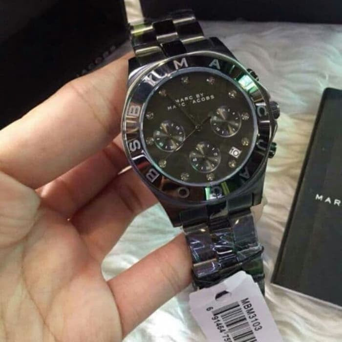 Marc Jacobs Blade Chronograph Black Dial Black Steel Strap Watch for Women - MBM3103 Buy Now By Marc Jacobs