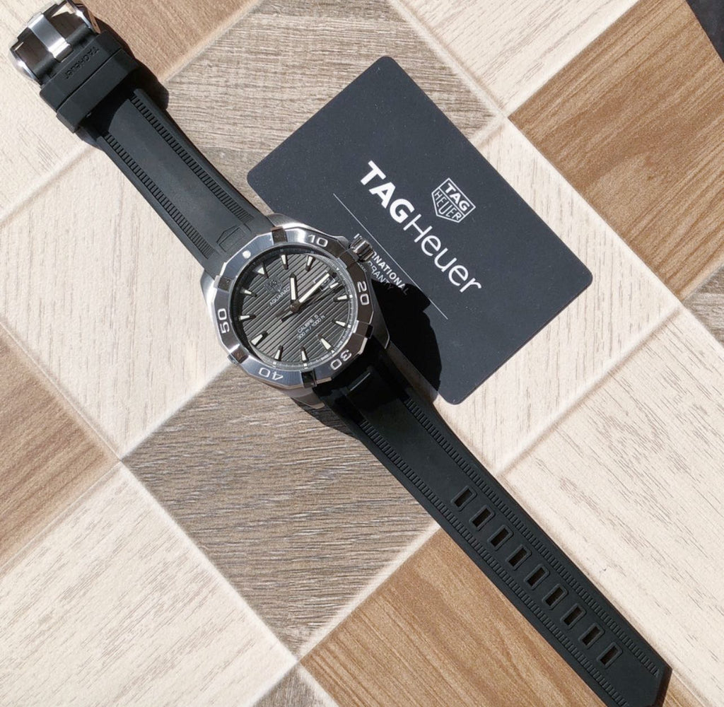 Tag Heuer Aquaracer Caliber 5 Automatic Black Dial Black Rubber Strap Watch for Men - WAY2113.FT8021 Buy Now By Tag Heuer