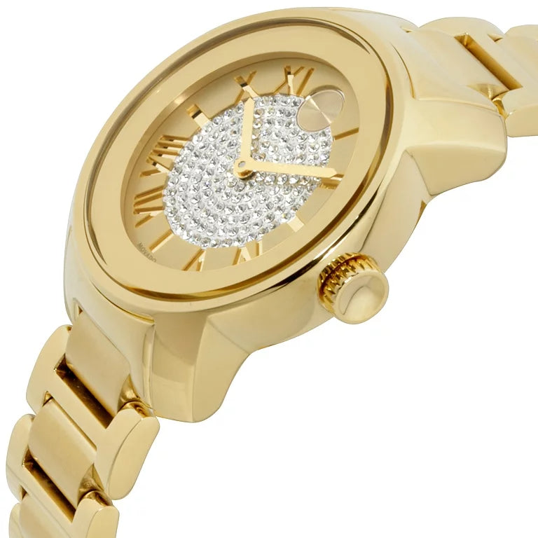 Movado Bold Pave Gold Dial Gold Steel Strap Watch For Women - 3600255 Buy Now By Movado