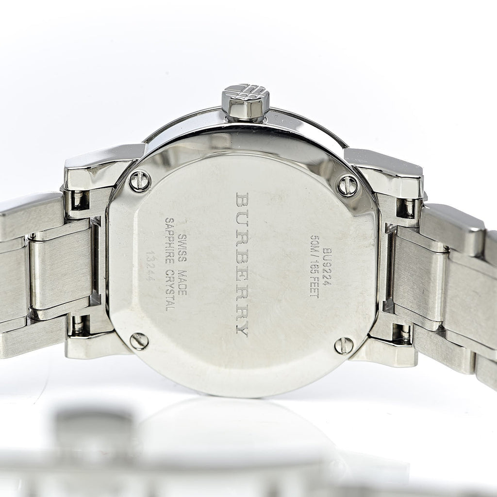 Burberry The City Diamonds Mother of Pearl Dial Silver Steel Strap Watch for Women - BU9224 Buy Now By Burberry
