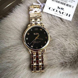 Coach Delancey Black Dial Gold Steel Strap Watch for Women - 14502813 Buy Now By Coach
