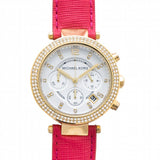 Michael Kors Parker Chronograph White Dial Pink Leather Strap Watch for Women - MK2297 Buy Now By Michael Kors