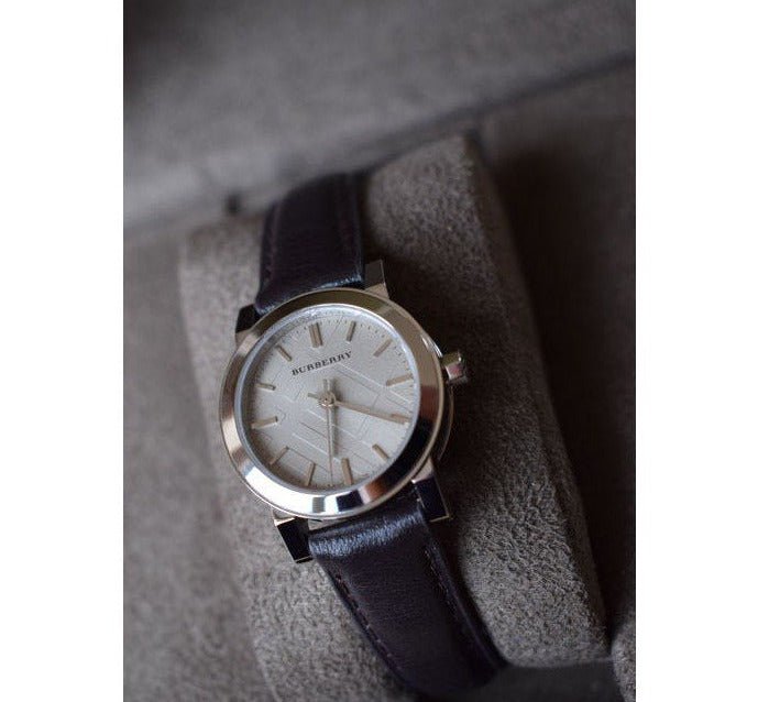 Burberry The City White Dial Black Leather Strap Watch for Women - BU9206 Buy Now By Burberry