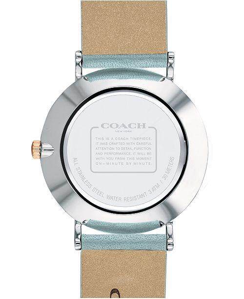 Coach Perry Mother of Pearl White Dial Blue Leather Strap Watch for Women - 14503271 Buy Now By Coach