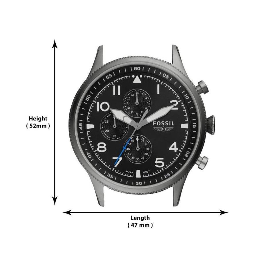 Fossil Retro Pilot Chronograph Black Dial Grey Steel Strap Watch for Men - FS5834 Buy Now By Fossil