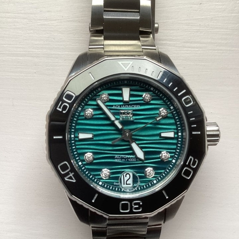 Tag Heuer Aquaracer Professional 300 Automatic Diamonds Green Dial Silver Steel Strap Watch for Women - WBP231K.BA0618 Buy Now By Tag Heuer