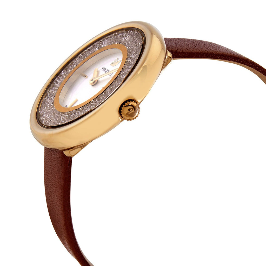 Swarovski Crystalline Pure White Dial Brown Leather Strap Watch for Women - 5275040 Buy Now By Swarovski