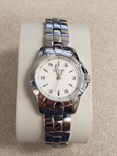 Bulova Classic Diamonds Silver Dial Silver Steel Strap Watch for Women - 96P121 Buy Now By Bulova