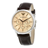 Emporio Armani Classic Chronograph Beige Dial Brown Leather Strap Watch For Men - AR2433 Buy Now By Emporio Armani