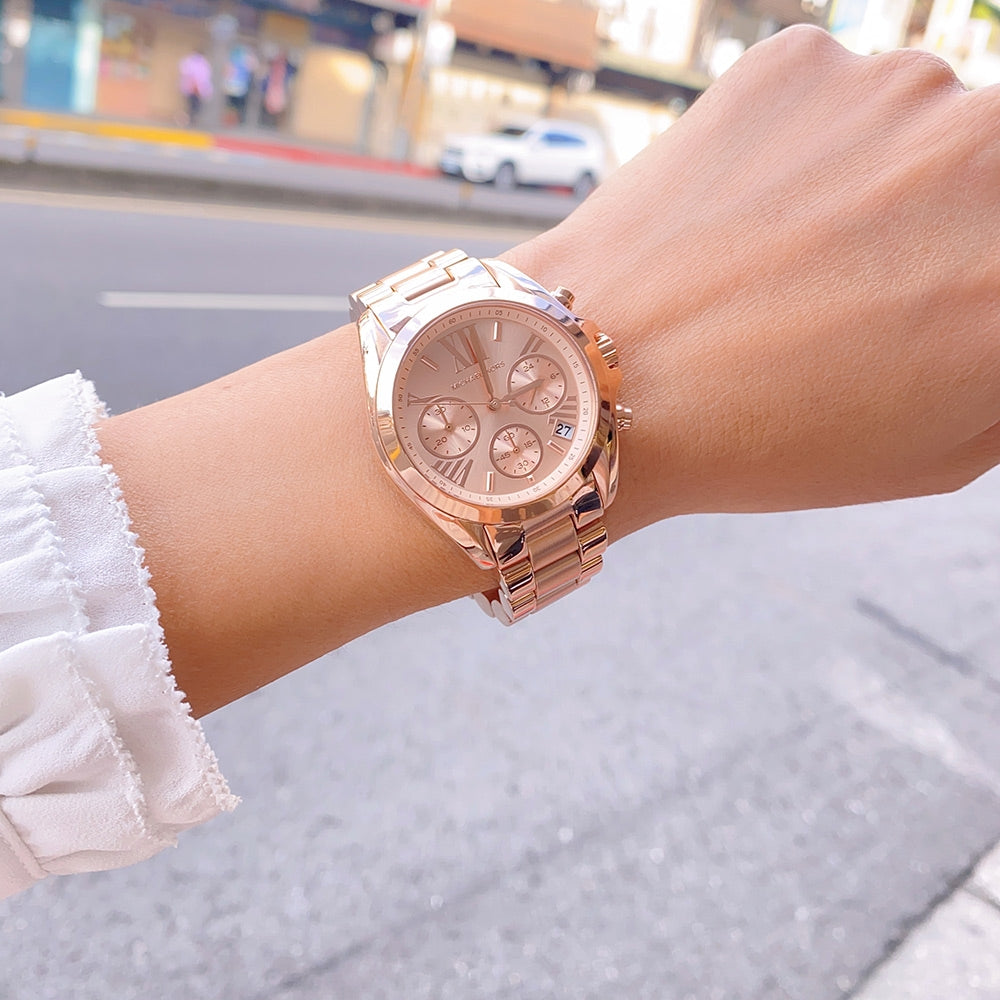 Michael Kors Bradshaw Chronograph Rose Gold Dial Rose Gold Steel Strap Watch for Women - MK5799 Buy Now By Michael Kors