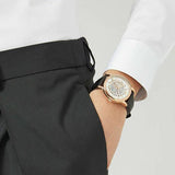 Emporio Armani Luigi Skeleton Silver Dial Black Leather Strap Watch For Men - AR60007 Buy Now By Emporio Armani