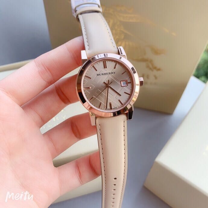 Burberry The City Gold Dial Beige Leather Strap Watch for Women - BU9210 Buy Now By Burberry