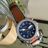 Fossil Bowman Chronograph Blue Dial Brown Leather Strap Watch for Men - FS5602 Buy Now By Fossil