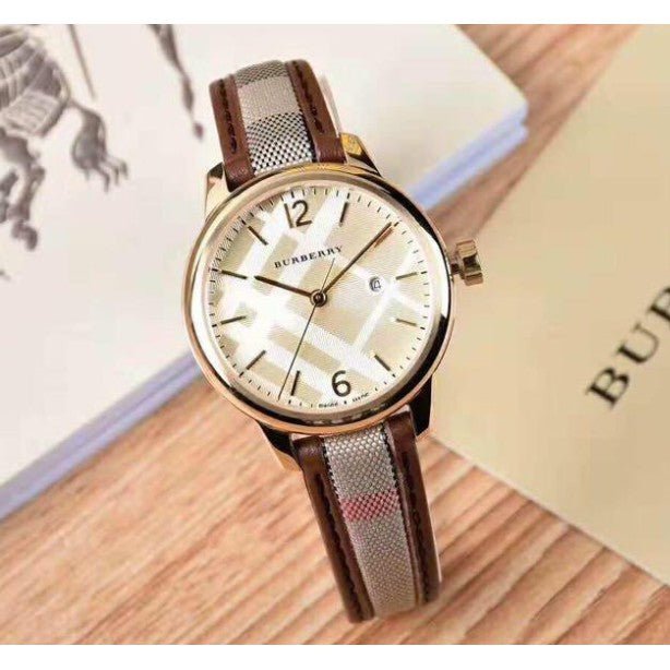 Burberry The Classic Gold Dial Brown Leather Strap Watch for Women - BU10114 Buy Now By Burberry