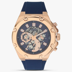 Guess Third Gear Analog Blue Dial Blue Rubber Strap Watch for Men - GW0334G3 Buy Now By Guess