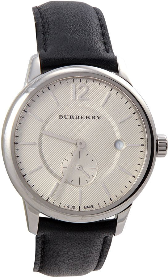 Burberry The Classic Horseferry Beige Dial Black Leather Strap Watch for Men - BU10000 Buy Now By Burberry