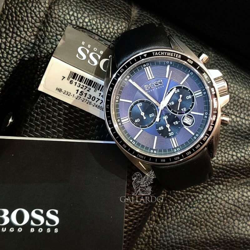 Hugo Boss Driver Sport Chronograph Blue Dial Black Leather Strap Watch for Men - 1513077 Buy Now By Hugo Boss