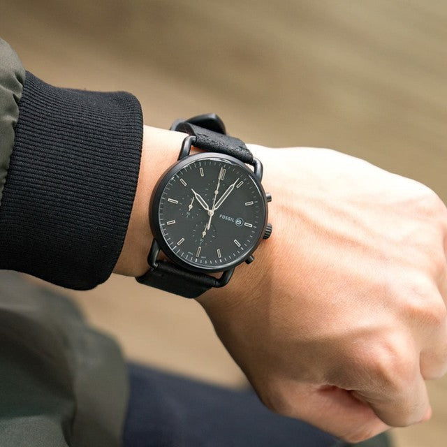 Fossil Commuter Black Dial Black Leather Strap Watch for for Men - FS5504 Buy Now By Fossil