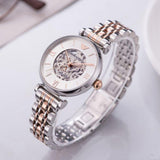 Emporio Armani Gianni T Bar Silver Skeleton Dial Two Tone Strap Watch For Women - AR1992 Buy Now By Emporio Armani