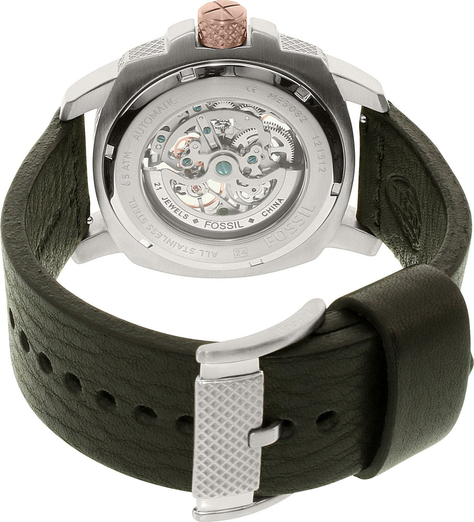 Fossil Modern Machine Automatic Skeleton Dial Black Leather Strap Watch for Men - ME3082 Buy Now By Fossil