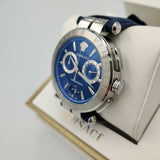 Versace Aion Chronograph Blue Dial Blue Leather Strap Watch for Men - VE1D01220 Buy Now By Versace